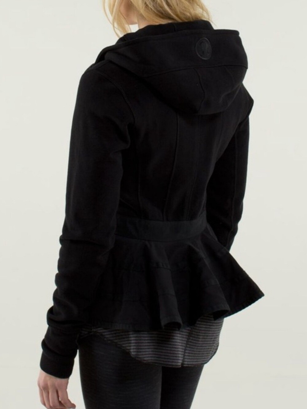 Lululemon Black Hooded Scuba Zip Peplum Jacket Small Hiver 2013 Special Edition